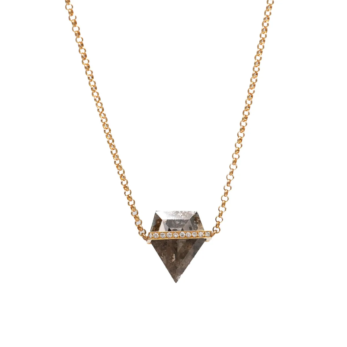 Tomfoolery Band Faceted Kite Salt & Pepper Diamond Pavé Pendant Fashion