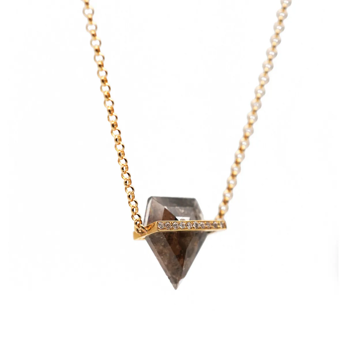 Tomfoolery Band Faceted Kite Salt & Pepper Diamond Pavé Pendant Fashion