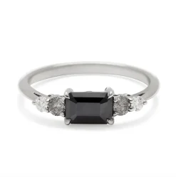 Tomfoolery Bea Black Diamond Five Stone Ring Clearance