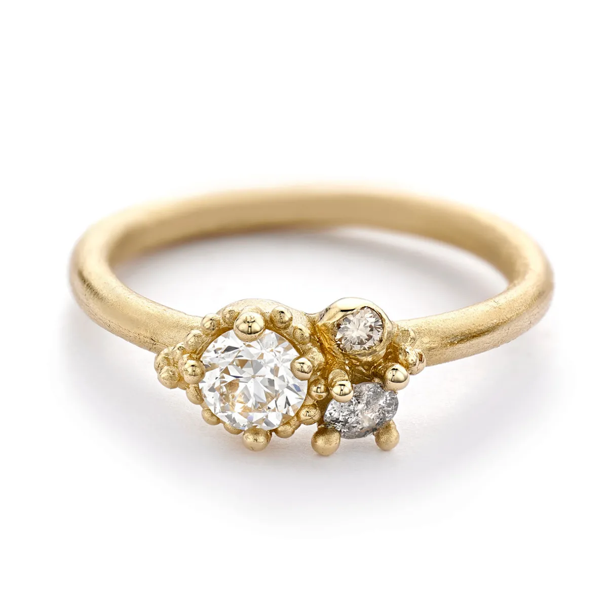 Tomfoolery Beaded Contrast Diamond Cluster Ring Sale