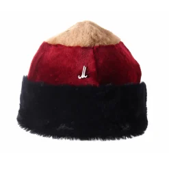 Tomfoolery Beanie Hat in Camel, Dark Red and Dark Blue Sale