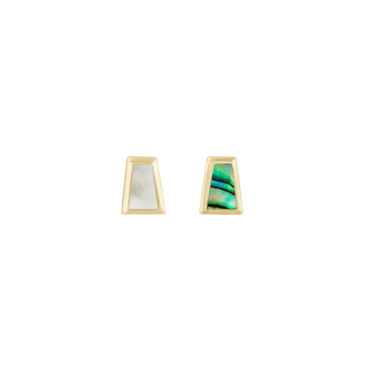 Tomfoolery Bezel Mother of Pearl Mini Trapezoid Stud Sale