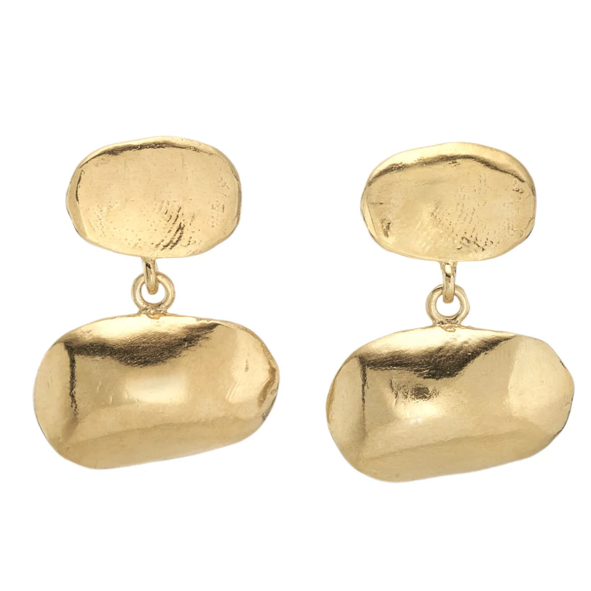 Tomfoolery Bianca Gold Duo Pebble Drop Earrings Discount