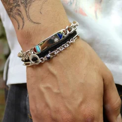 Tomfoolery Bidziil Inlay Curb Chain Bracelet in Silver Hot