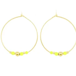 Tomfoolery Billie Beaded Hoops Fluoro Yellow Fashion
