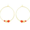 Tomfoolery Billie Beaded Hoops Tangerine New