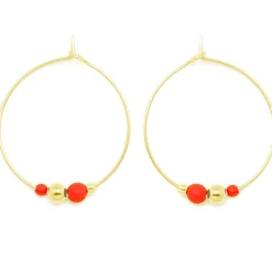 Tomfoolery Billie Beaded Hoops Tangerine New