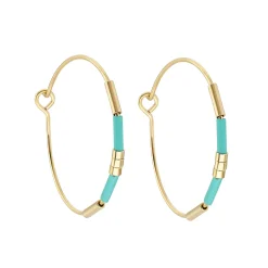 Tomfoolery Billie Tube Beaded Hoops Turquoise Outlet