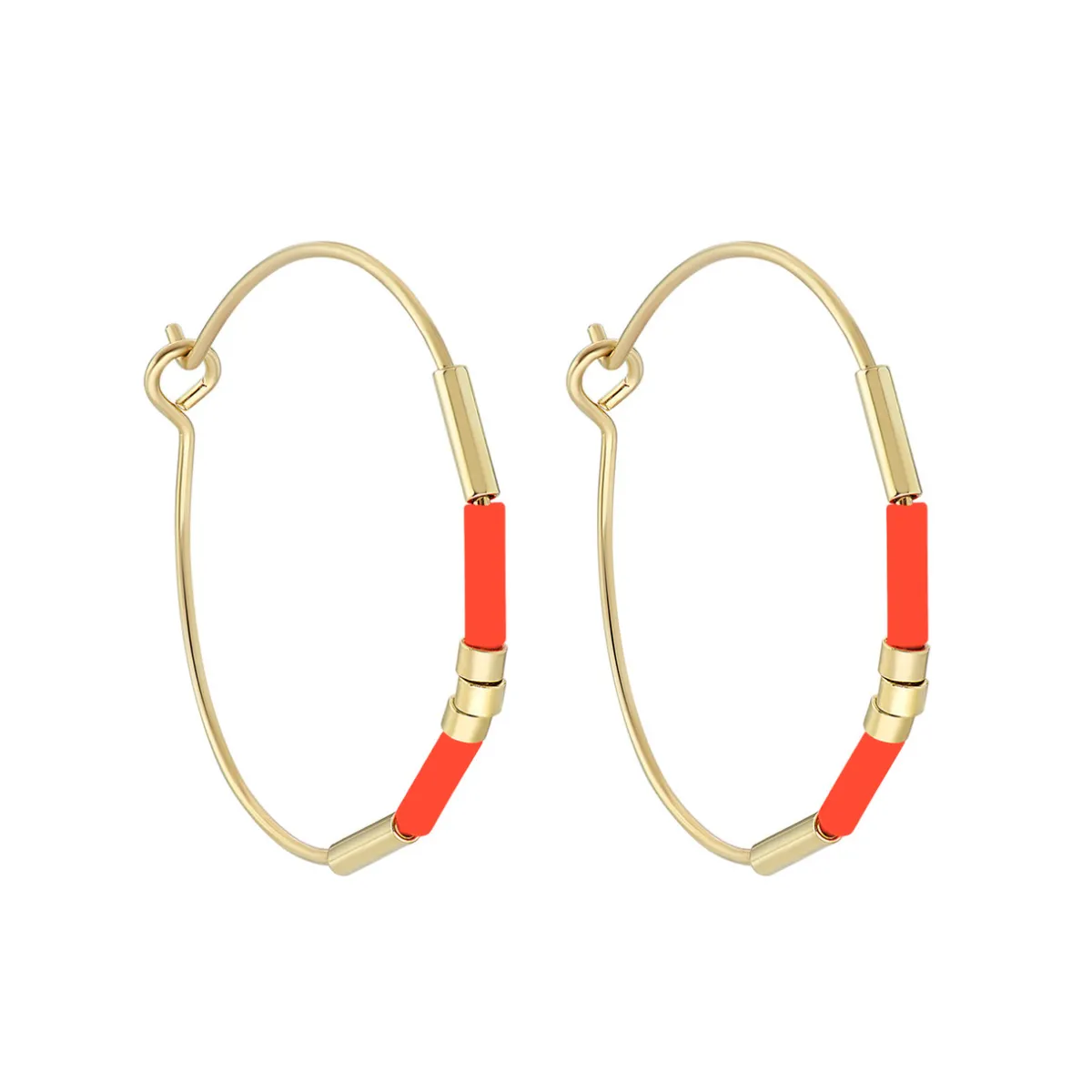 Tomfoolery Billie Tube Beaded Hoops Tangerine Discount
