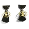 Tomfoolery Black & Gold Eye Tassle Drop Earrings Fashion