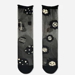 Tomfoolery Black & Ivory Pattern Tulle Socks Online