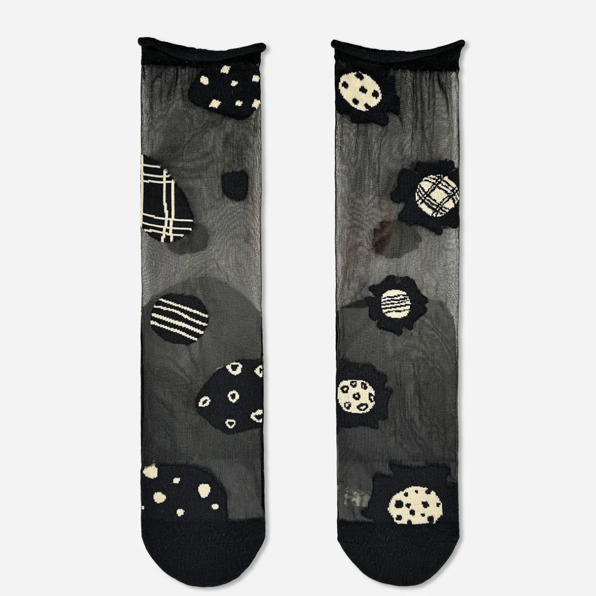 Tomfoolery Black & Ivory Pattern Tulle Socks Online