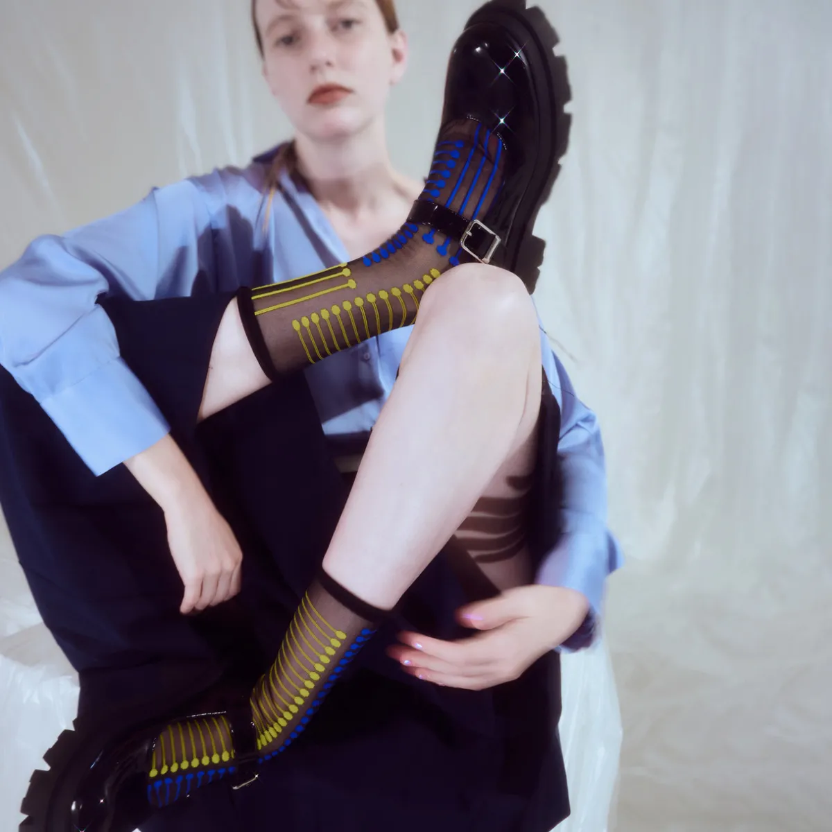 Tomfoolery Black & Neon Stripe Tulle Socks Clearance