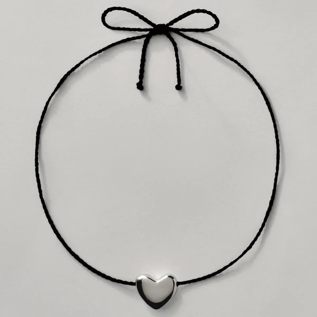 Tomfoolery Black Cord & Silver Heart Necklace Sale