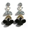 Tomfoolery Black Hand-Painted Pom Pom Drop Earrings Sale