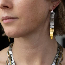 Tomfoolery Black Spinel Slim Pivot Drop Earrings Hot
