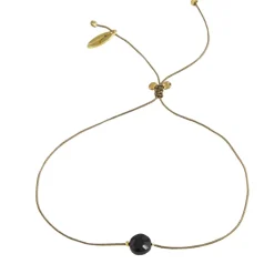Tomfoolery Black Spinel, Textile and Gold Plated Bracelet Discount
