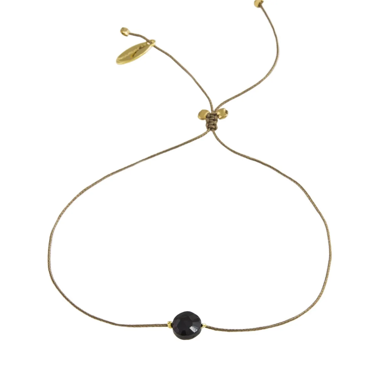 Tomfoolery Black Spinel, Textile and Gold Plated Bracelet Discount
