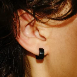 Tomfoolery Black Titanium Cuff Hoops New