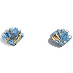 Tomfoolery Blue & Gold Shell Studs Hot