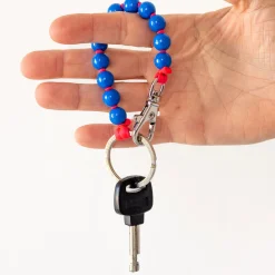 Tomfoolery Blue & Neon Pink Perlen Short Wooden Beaded iPhone & Keychain Sale