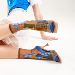 Tomfoolery Blue Check Tulle Socks Clearance