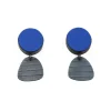 Tomfoolery Blue Circle and Tiny Stripe Studs Earrings Online