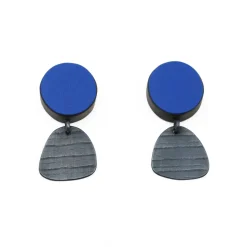 Tomfoolery Blue Circle and Tiny Stripe Studs Earrings Online
