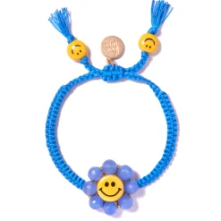 Tomfoolery Blue Happy Flower Drawstring Bracelet Online