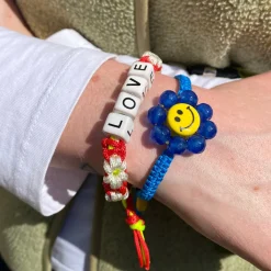 Tomfoolery Blue Happy Flower Drawstring Bracelet Online
