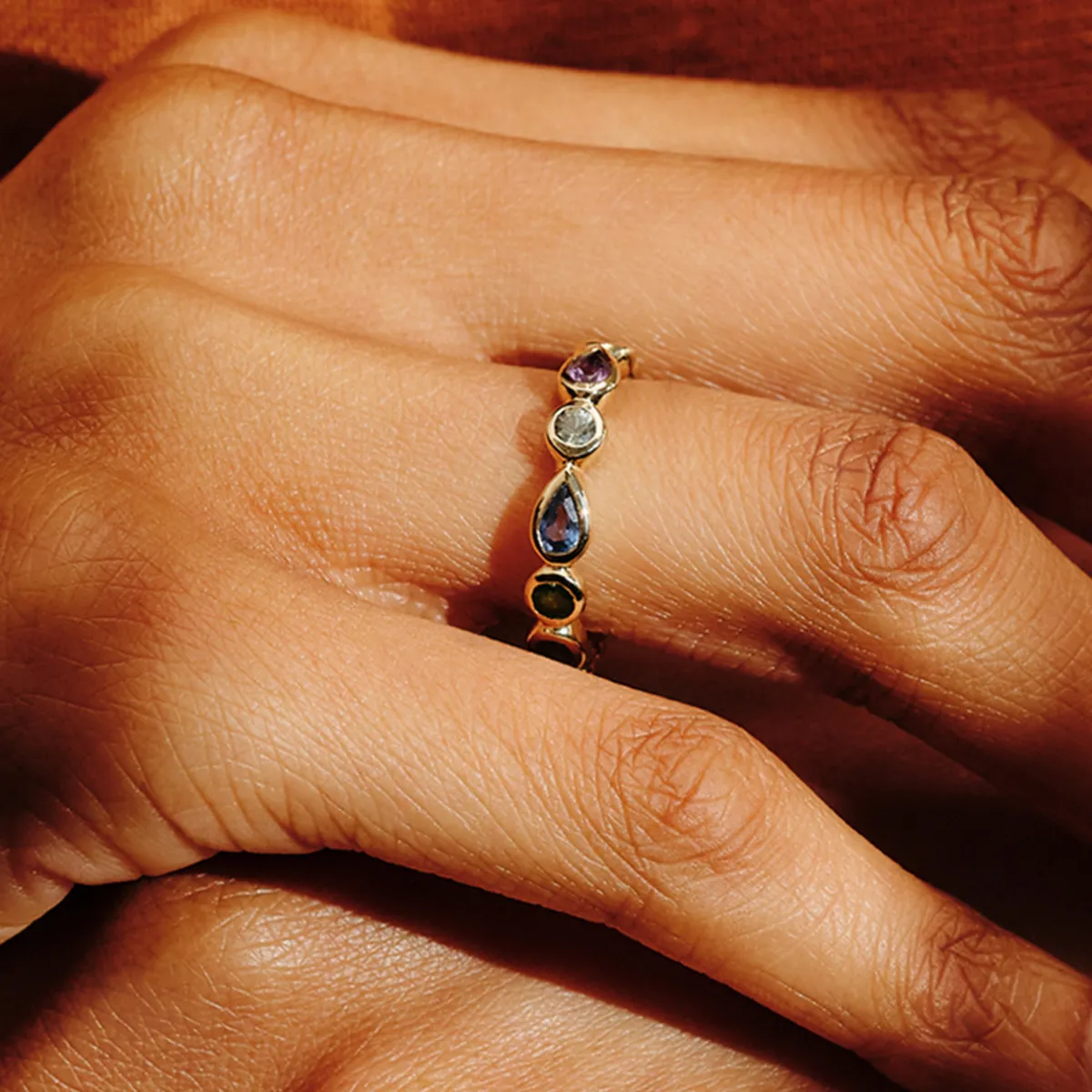 Tomfoolery Blue Mélange Mixed Cut Eternity Ring Outlet