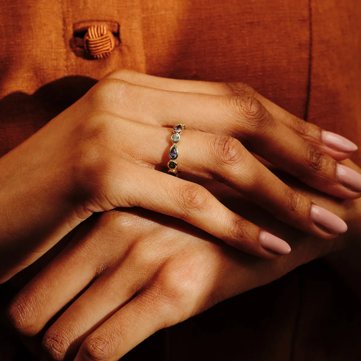 Tomfoolery Blue Mélange Mixed Cut Eternity Ring Outlet