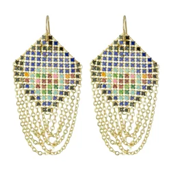Tomfoolery Blue Multi Swagged Lantern Earrings Discount