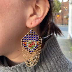 Tomfoolery Blue Multi Swagged Lantern Earrings Discount