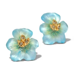 Tomfoolery Blue Pansy Lucite Studs Outlet
