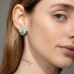 Tomfoolery Blue Pansy Lucite Studs Outlet