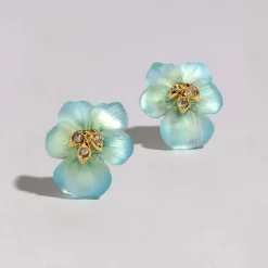 Tomfoolery Blue Pansy Lucite Studs Outlet