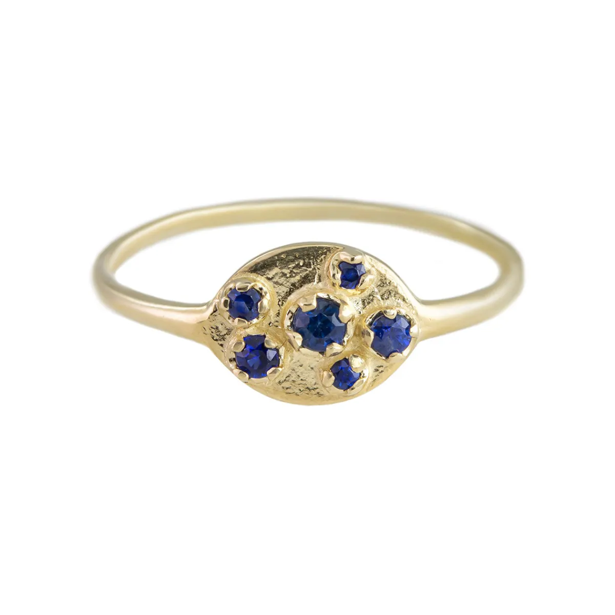 Tomfoolery Blue Sapphire & 14ct Yellow Gold Shield Ring Sale