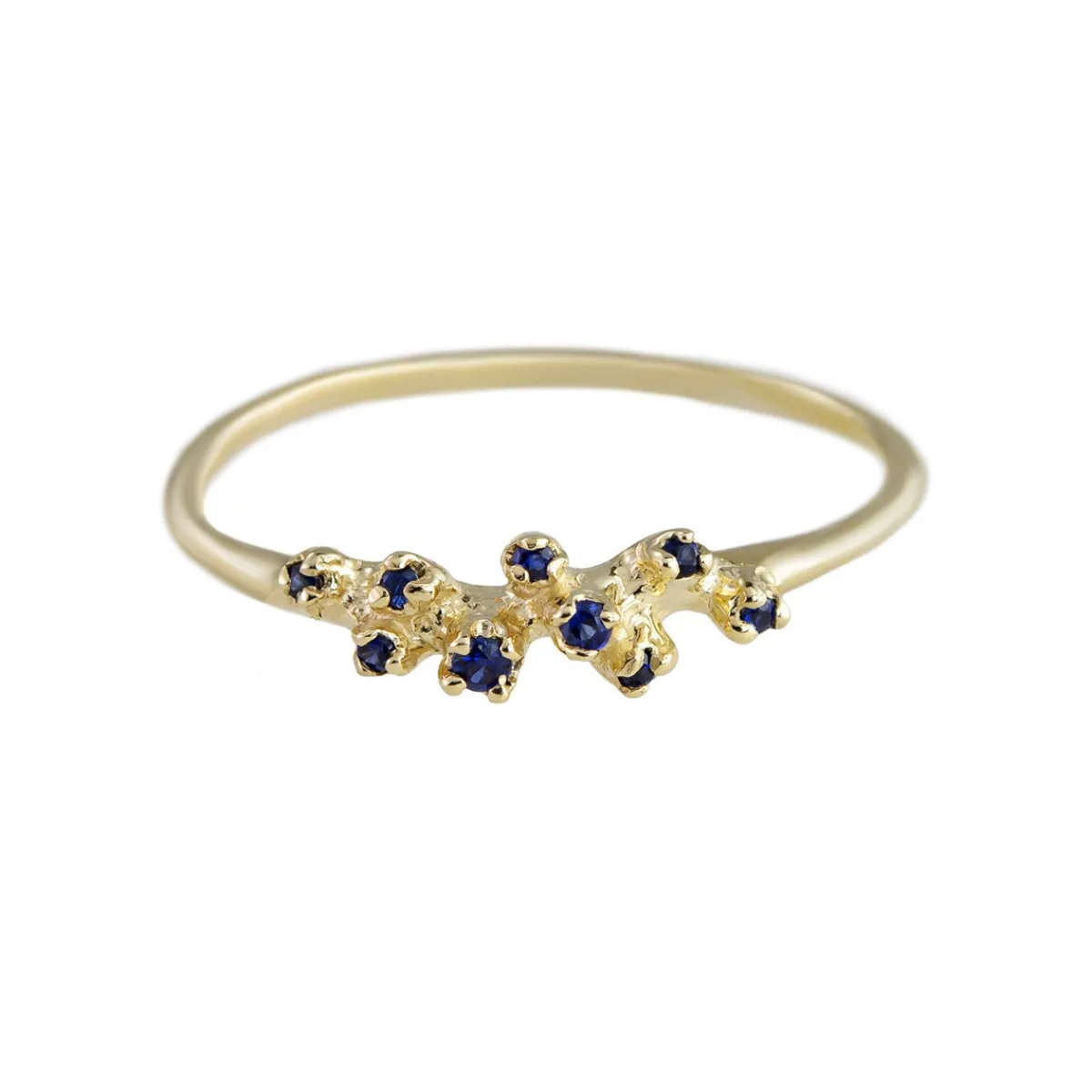 Tomfoolery Blue Sapphire & 14ct Yellow Gold Cluster Ring New