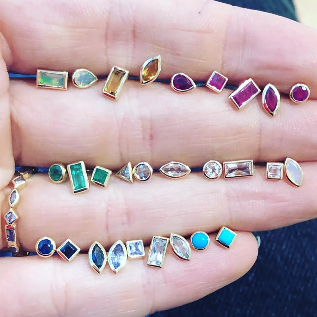Tomfoolery Blue Sapphire Baguette Cut Studs Fashion