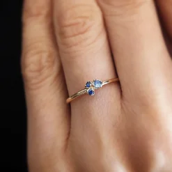 Tomfoolery Blue Sapphire Three Buds Ring Online