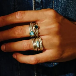 Tomfoolery Blue Topaz & Silver Narrow Wrap Ring New