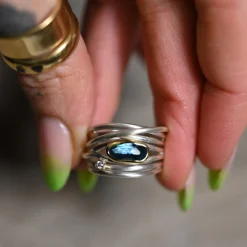 Tomfoolery Blue Topaz & Silver Wide Wrap Ring Fashion