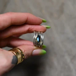 Tomfoolery Blue Topaz & Silver Wide Wrap Ring Fashion