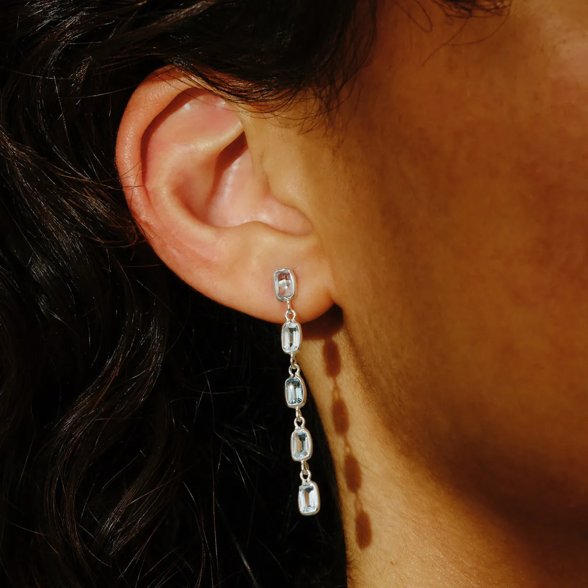 Tomfoolery Blue Topaz Octagon Drop Earrings Sale