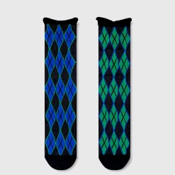 Tomfoolery Blue Twinkle Argyle Tulle Socks New