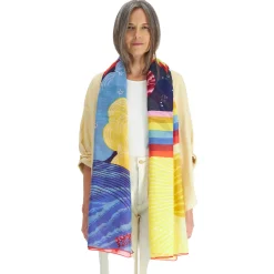 Tomfoolery Boom Silk & Cotton Scarf in Yellow Sale
