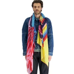 Tomfoolery Boom Silk & Cotton Scarf in Yellow Sale