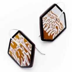 Tomfoolery Brew Recycled Aluminium Drop Earrings in Gold & White New