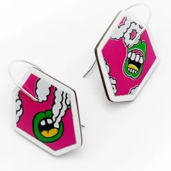 Tomfoolery Brew Recycled Aluminium Drop Earrings in Pink Smoke Sale